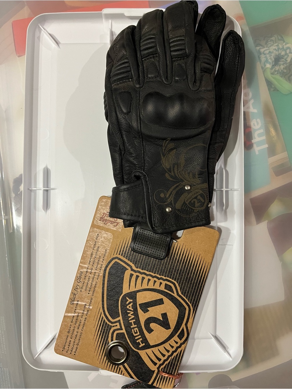 Black Leather Women’s Riding Gloves